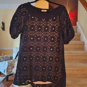 Black Lined Lace Dress or Long Top